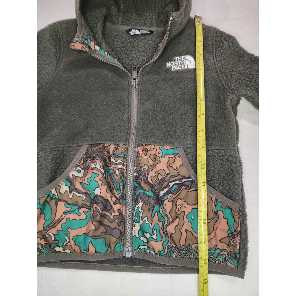 The North Face Kids Size 4 Olive Fleece Hooded Jacket Topo Camo Full Zip